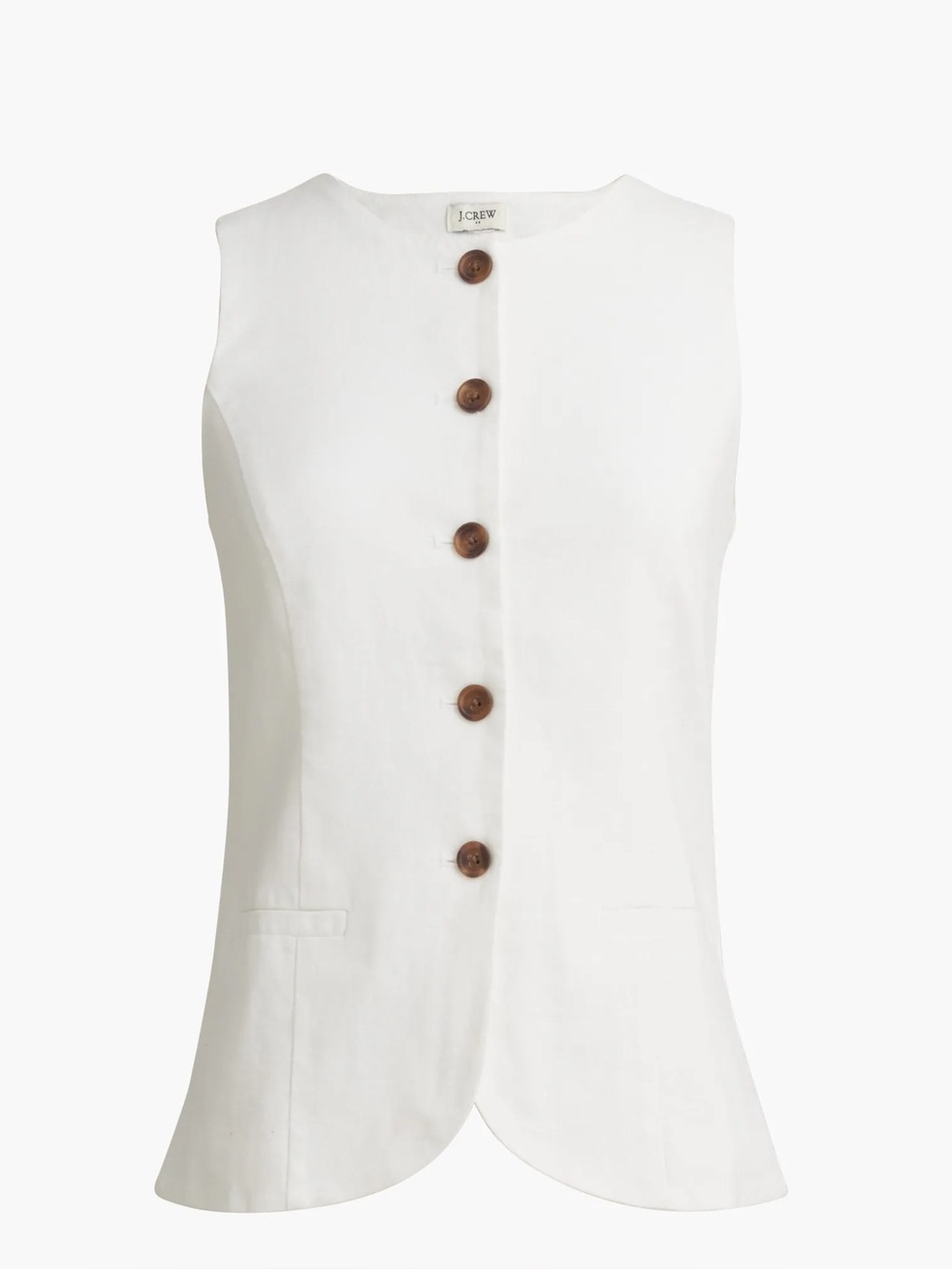 J. Crew Linen-Blend Button-Front Vest Size 6